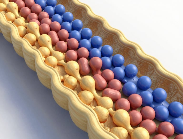 Abstract depiction of sterile filtration layers with translucent scientific textures.