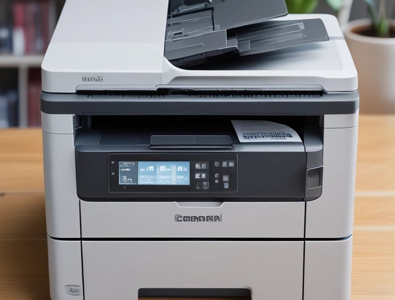 Small business office with a technician fixing a computer.