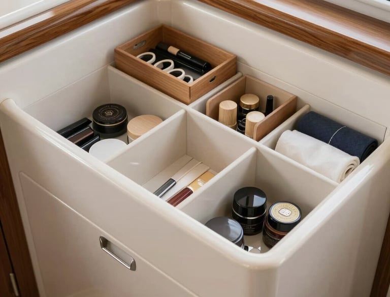 A tidy, elegant kitchen with everything in its place, showcasing functional storage solutions.