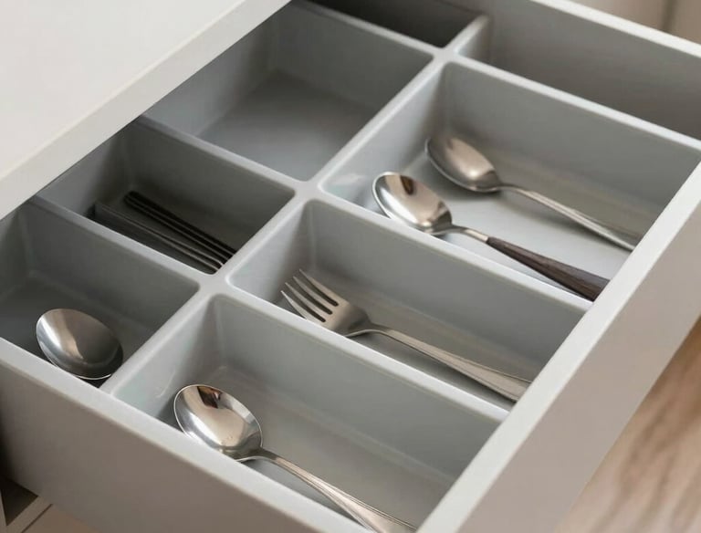 A tidy, elegant kitchen with everything in its place, showcasing functional storage solutions.