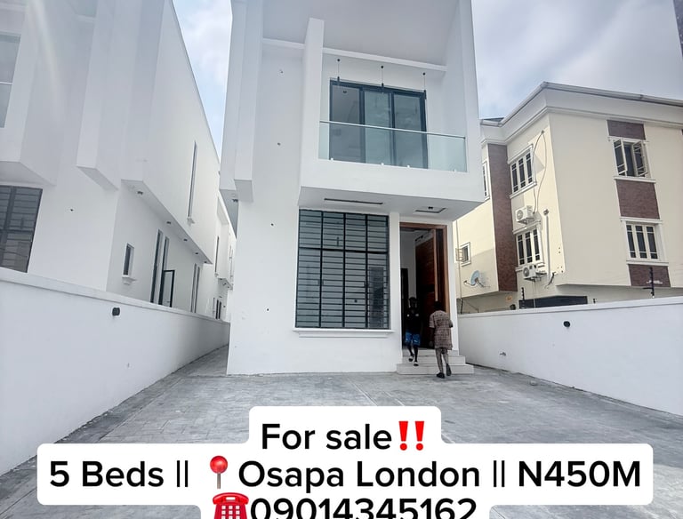 For Sale: 5-Bedroom Fully Detached Duplex with BQ – Osapa London, Lekki