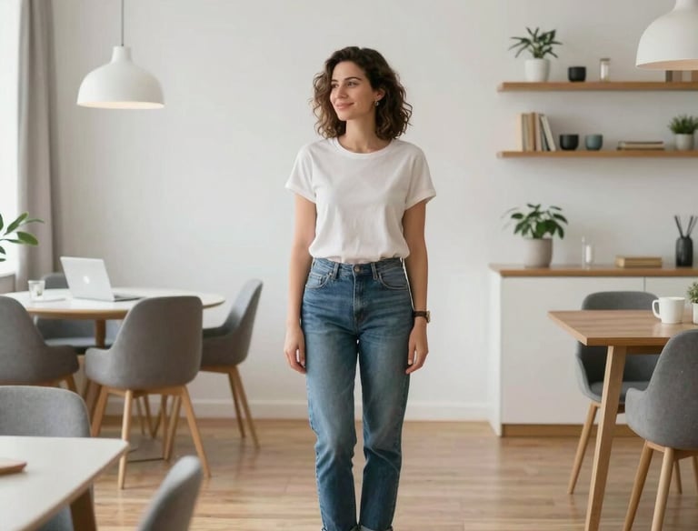 a man riding a skateboard down a street next to tall buildings