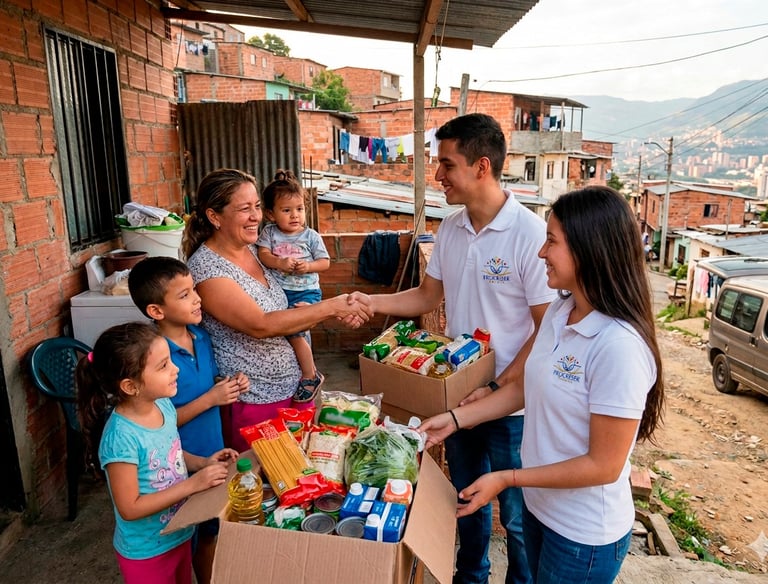 Familia vulnerable recibe ayuda alimentaria