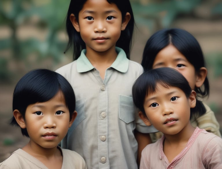 Orphans playing happily in a safe, caring community center.