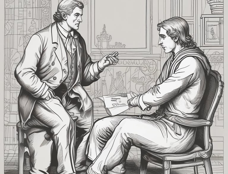a man sitting at a table with a man