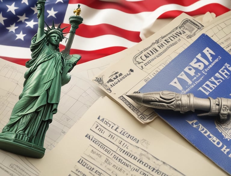a statue of liberty and a pen with a pen and a pen