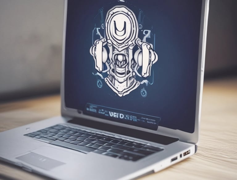 a laptop computer screen with a laptop and a pen