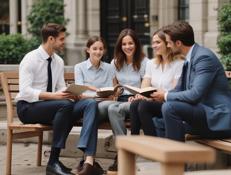 Professional consultant advising a business team in an office setting.