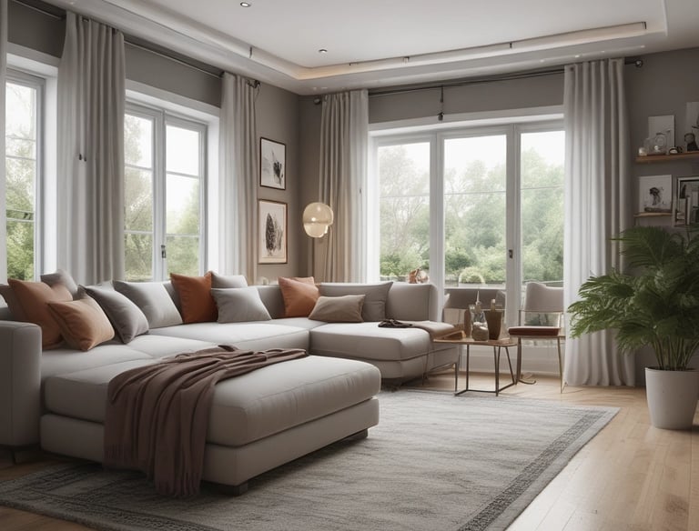 Close-up image of hotel-standard cleaning products lined up neatly on a shelf in a bright, airy short-stay property.