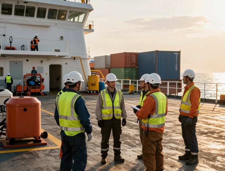 A complex network of underwater pipelines and infrastructure illuminated by ROV lights.