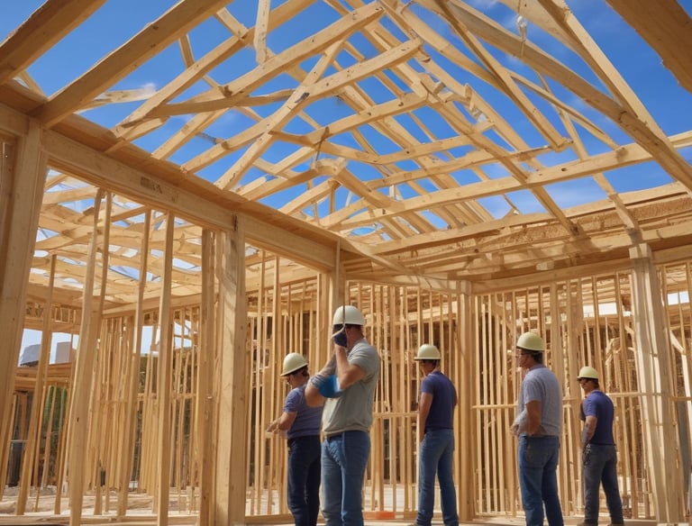 A happy young couple reviewing mortgage documents in a cozy living room.