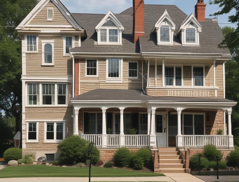 A well-maintained residential building with fresh landscaping on a sunny day.