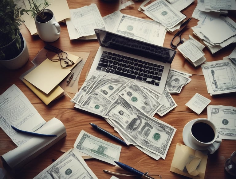 A team brainstorming fundraising ideas around a table with colorful notes.