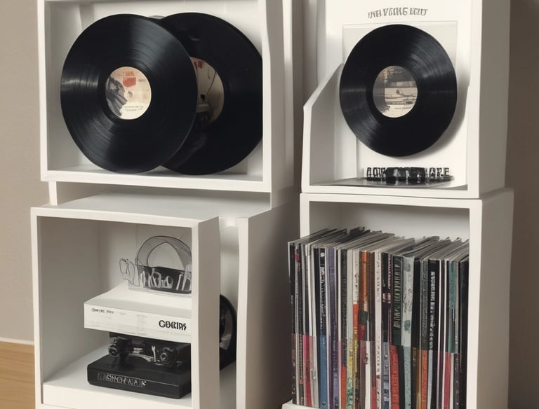 a man riding a skateboard down a street next to tall buildings