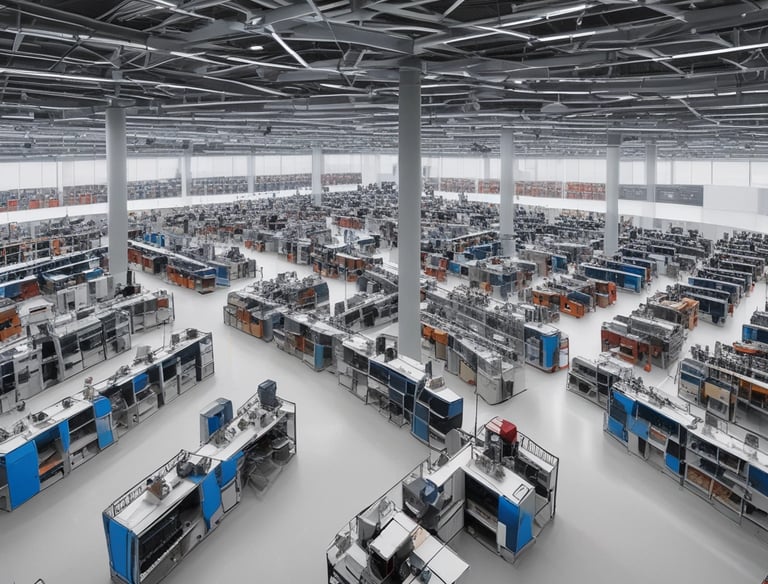 Engineers assembling advanced energy storage units in a high-tech manufacturing facility.
