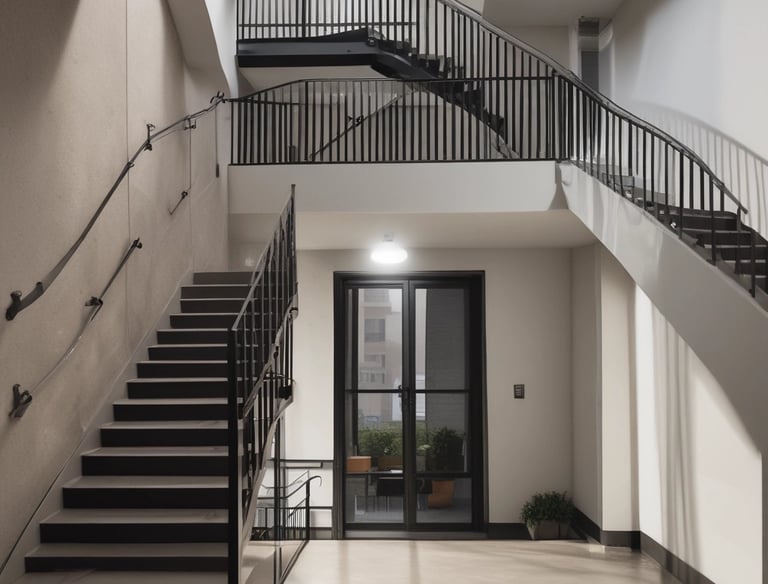 Minimalist matte green hallway with shining floors and no people.