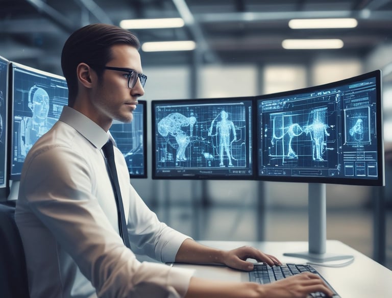 A specialist using advanced equipment to assess a worker’s posture for musculoskeletal risk.