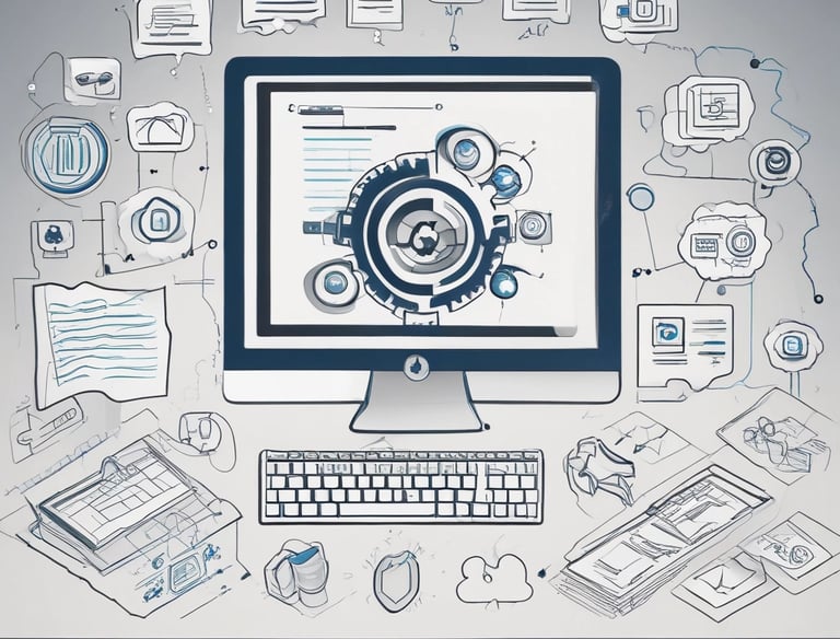 A dynamic dashboard displaying SEO analytics with graphs and keyword metrics.
