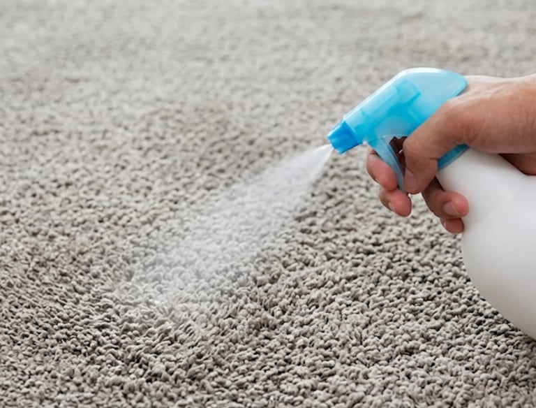 Carpet being sprayed for odour & stain removal