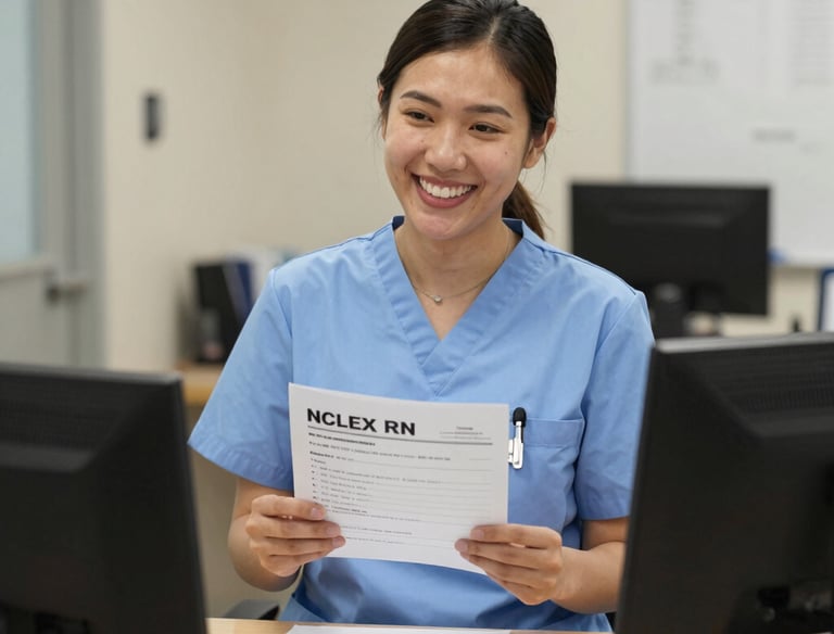 A close-up of a nursing student reviewing NCLEX practice questions on a tablet.