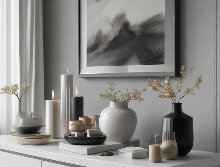 a table with candles and candles on it