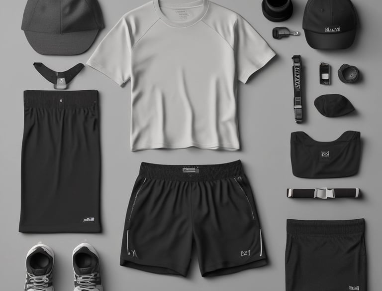 A confident male fitness influencer wearing sleek athletic wear in a bright gym setting.