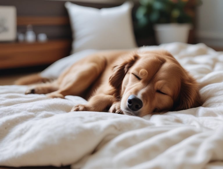 A small group of dogs happily interacting in a clean, green outdoor play space.