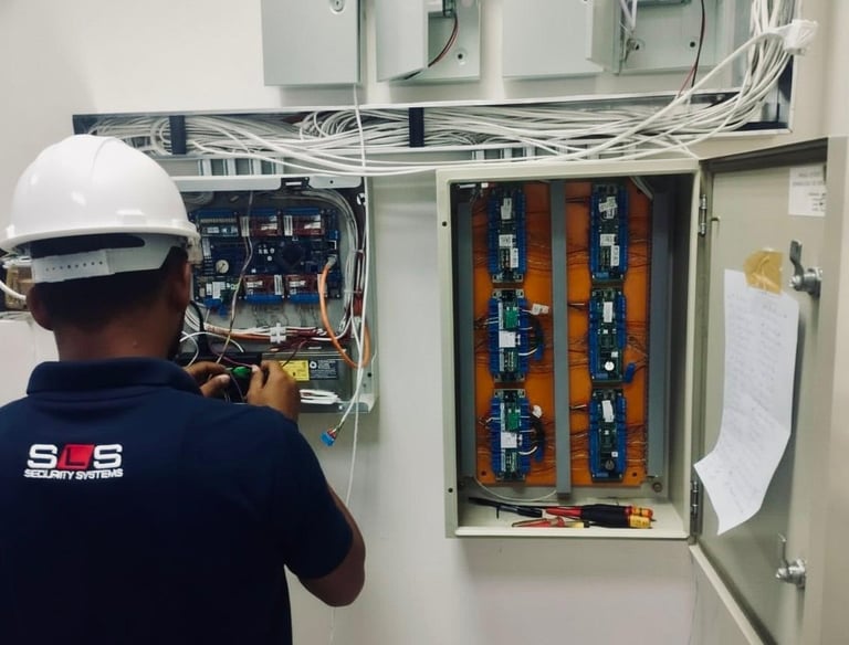 A technician repairing electrical systems