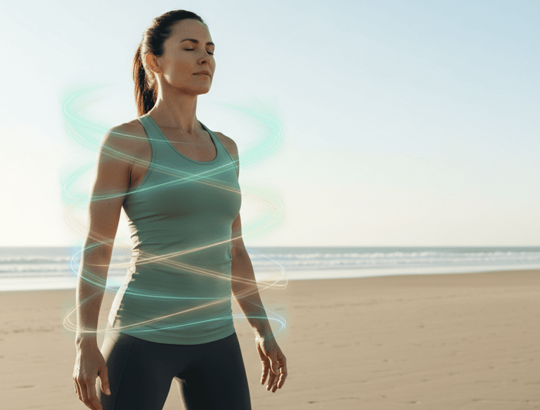 chica respirando y rejubeneciendo