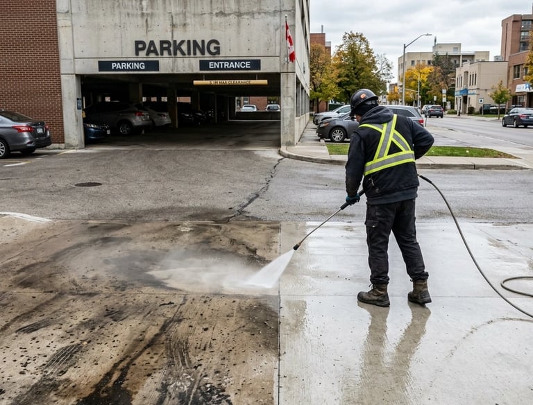 Commercial parking lot and garage powerwashing by TN Professional Services