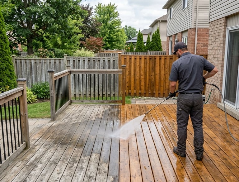 Deck and fence at a suburban property in London, Ontario