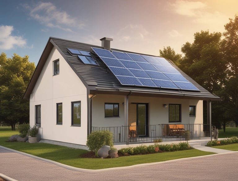 Modern solar panel system integrated with home automation devices on a sunny rooftop.