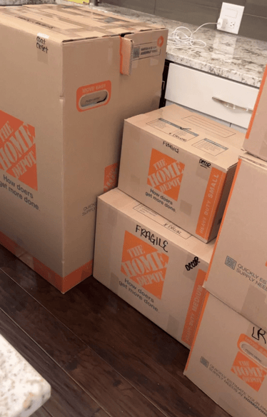 Moving boxes prepared for a local residential move in Dallas