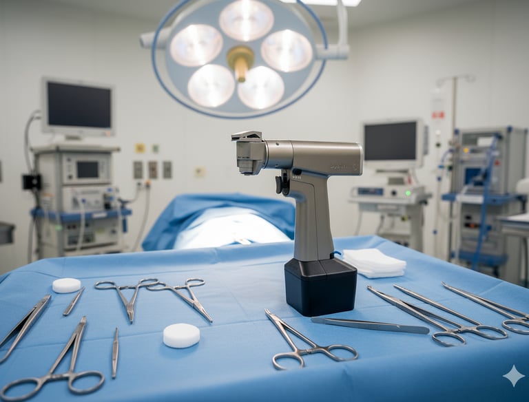 a surgical instrument in a hospital room