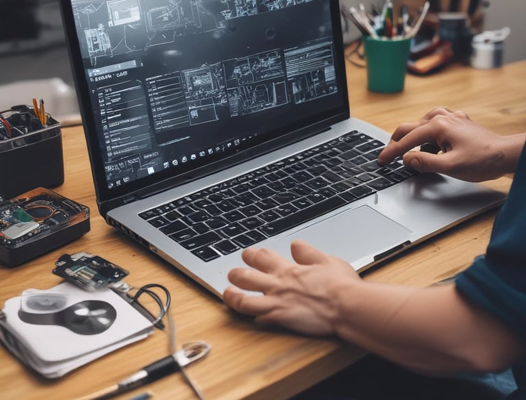 A technician working on a laptop in the BIOS