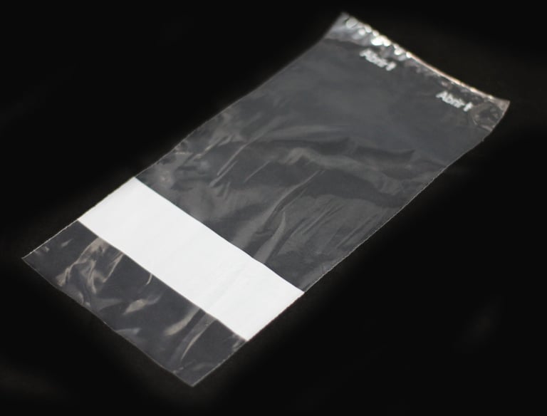 Saco transparente para amostra de alimentos