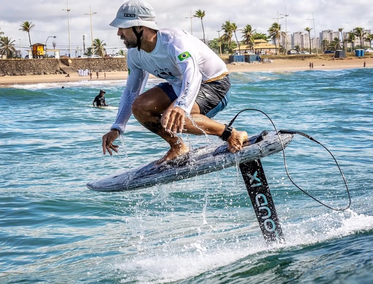 a man is surfing on a surfboard in the ocean