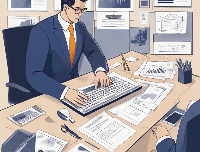 A professional consultant discussing strategies with a client in a modern office.