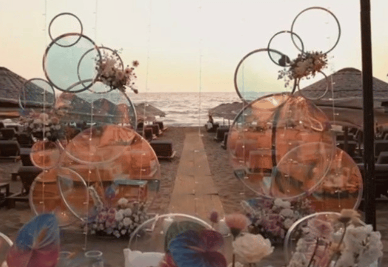 Creative event decoration and styling for outdoor celebration in Bodrum