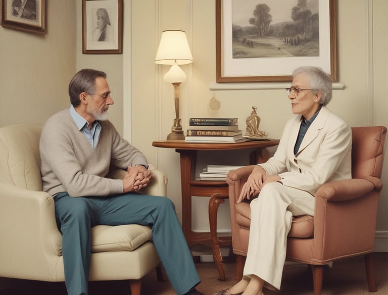 A stack of peach-colored business cards is placed inside a transparent holder on a wooden surface. The cards have a logo with the text 'The Twisted Trio' and a small silhouette of a head profile.