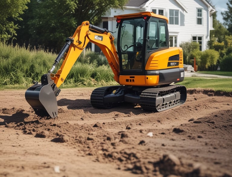 Ein Gelber Bagger mit einem Löffel