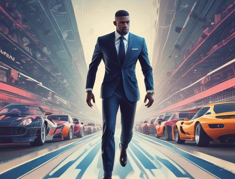 A glowing neon sign displaying the letters 'AI' is mounted on a dark, textured wall that resembles a circuit board or technological pattern.