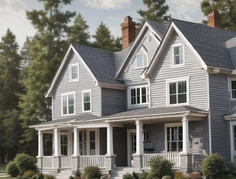 A residential building with multiple floors is visible, featuring a mix of white and pink accents. The sign 'ABM's Mount Rose' is displayed prominently. The building has balconies with railings, and there is a tree with lush green foliage in the foreground. The sky is partly cloudy, providing a bright and airy ambiance.