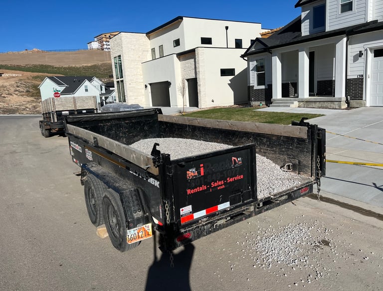 Gravel delivery in a dump trailer 