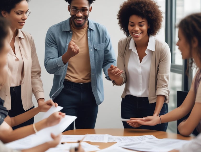 A diverse group of professionals engaged in a leadership workshop.