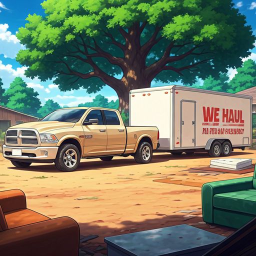 Truck hauling junk from trash removal provided services.