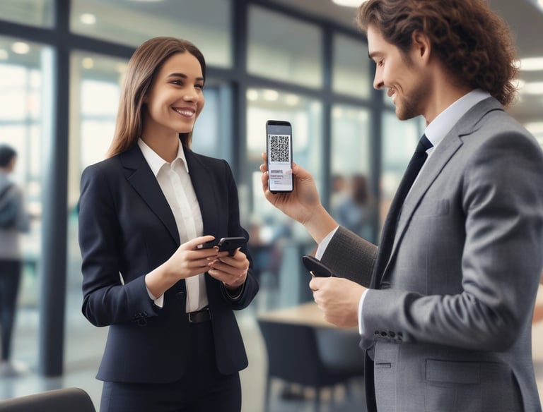 man holding smartphone in front of person in black leather jacket