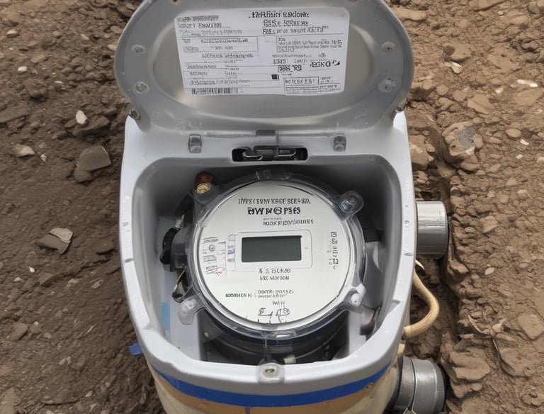 Technician inspecting water meters in a residential neighborhood.