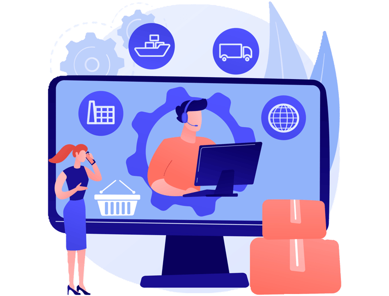 a man and woman working on a computer screen