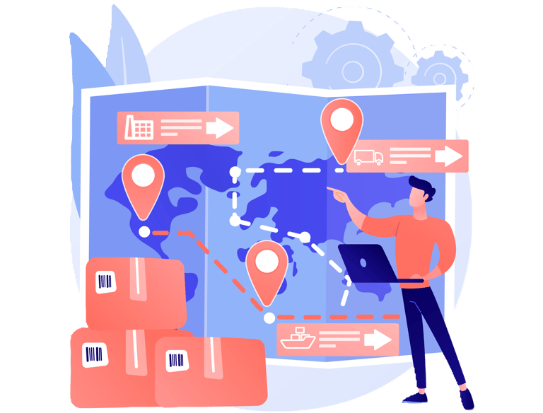 a man standing in front of a map of a map of the world